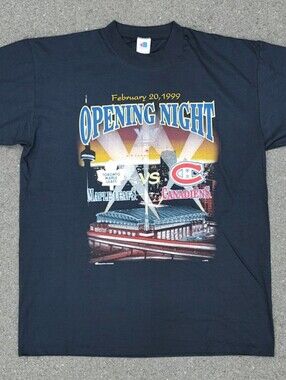 Vtg 1999 NHL Opening Night Leafs vs Canadiens Shirt XL NWT Bulletin Made in Cana